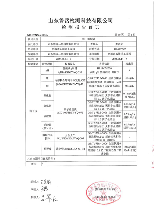 地下水检测报告2